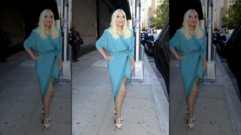 Tori Spelling outside Fox Studios in New York City, 2022