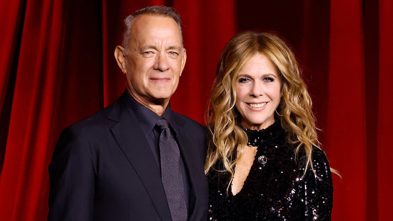 Tom Hanks and Rita Wilson posing at the Annual Academy Museum Gala in 2024