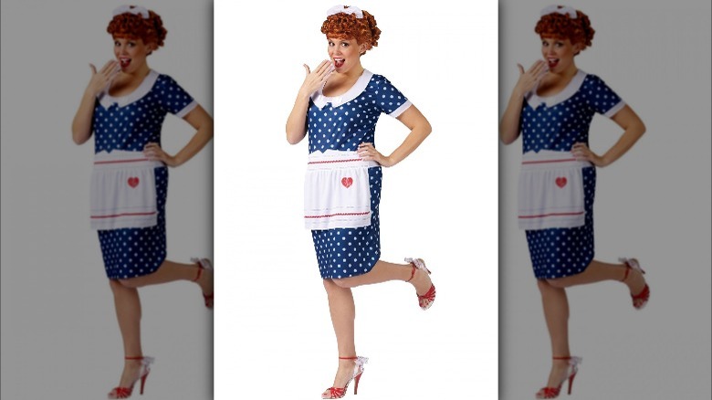 Product image of a white woman wearing a I Love Lucy costume