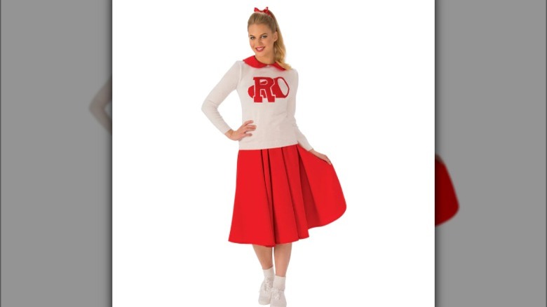 Product image of a white woman in a Rydell High cheerleader costume