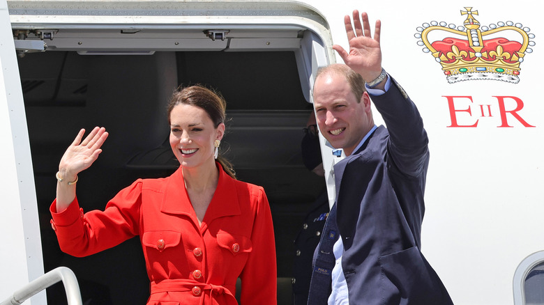 Kate Middleton and Prince William on a plane