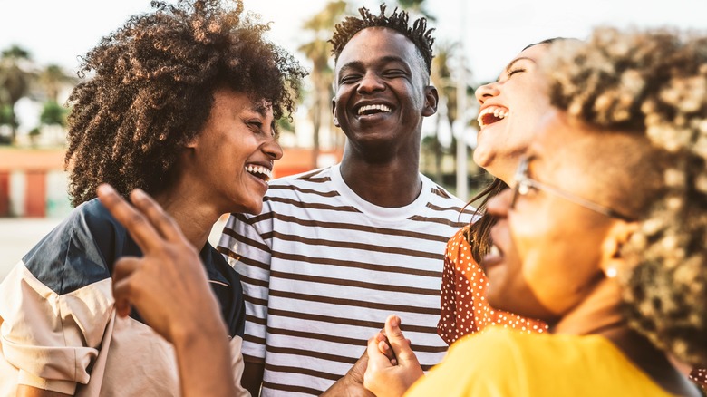 Friends laughing together