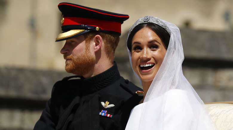 Prince Harry and Meghan Markle on wedding day