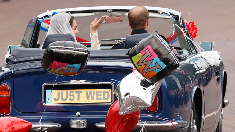 Princess Catherine and Prince William in wedding car