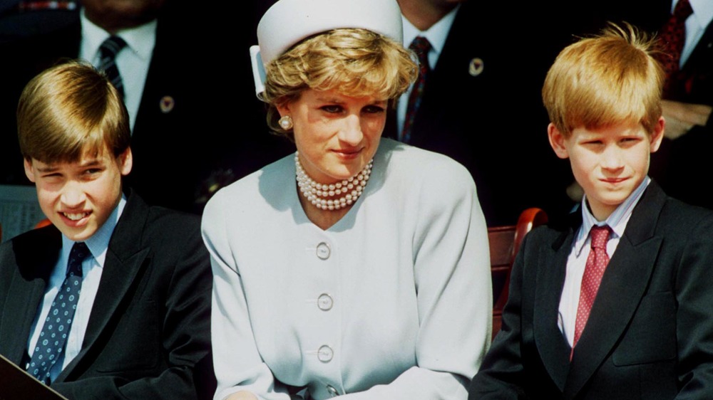 Princess Diana flanked by her two sons