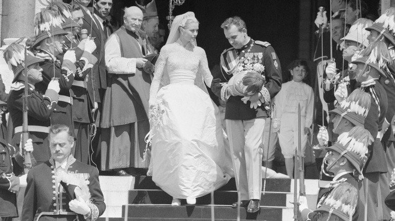 Grace Kelly and Prince Rainier of Monaco on their wedding day.