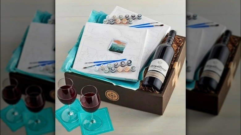 Box with wine and paint set