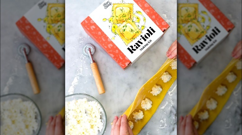 Boxed ravioli kit with cheese