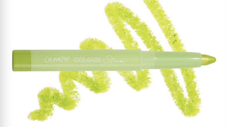 Neon green ColourPop eyeshadow stick