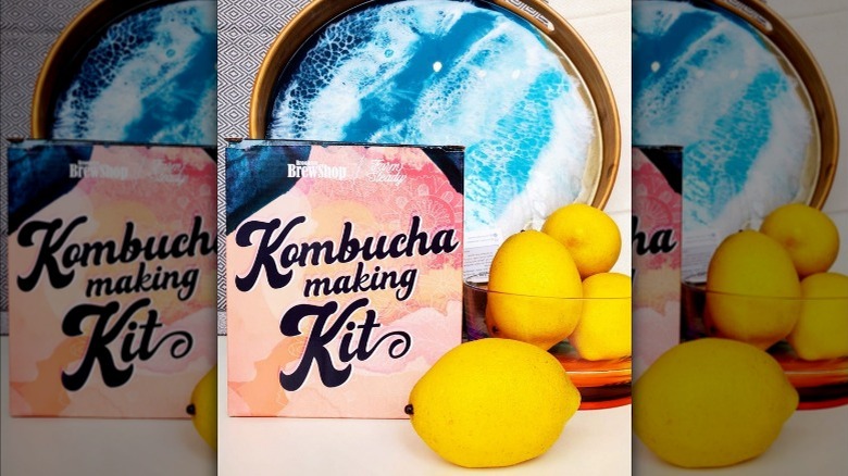 Yellow lemons and kombucha making kit