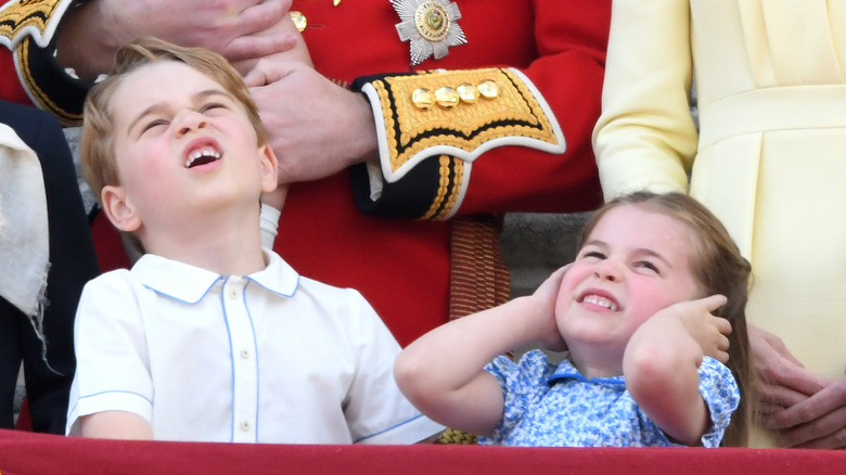 Princess Charlotte and Prince George on balcony