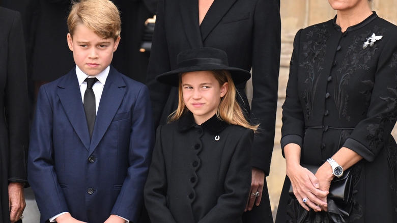 Princess Charlotte and Prince George at queen's funeral