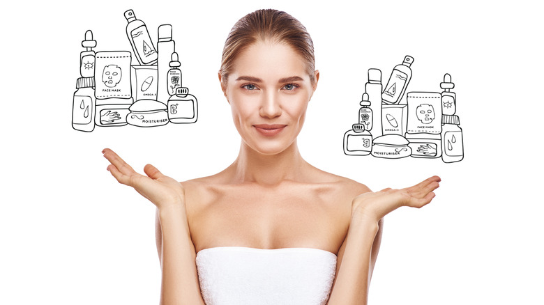 Woman choosing best exfoliator for face