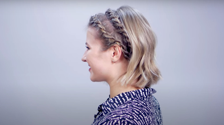 Two rope braid twists on short hair