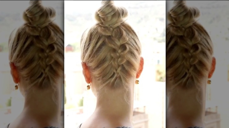 Upside-down braided top knot