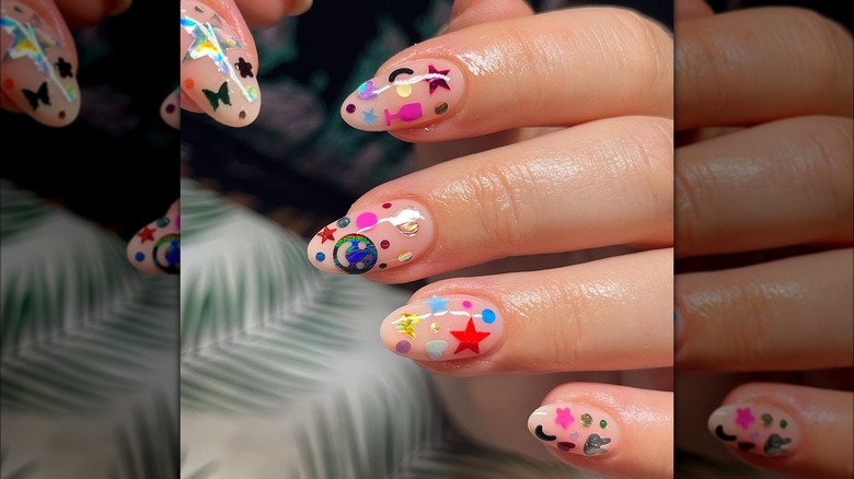 Nails with confetti glitter