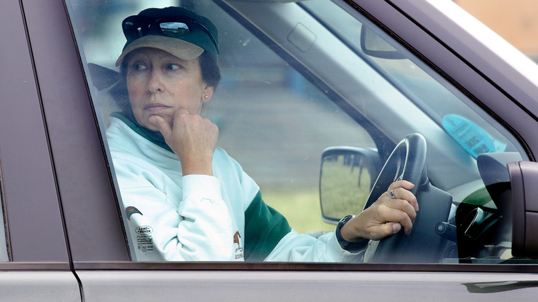 Princess Anne driving her car