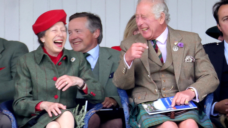 Princess Anne and King Charles III laughing