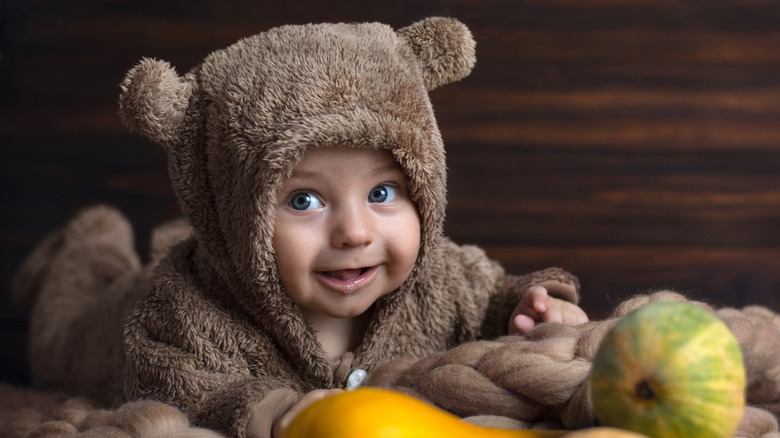 Baby in bear costume