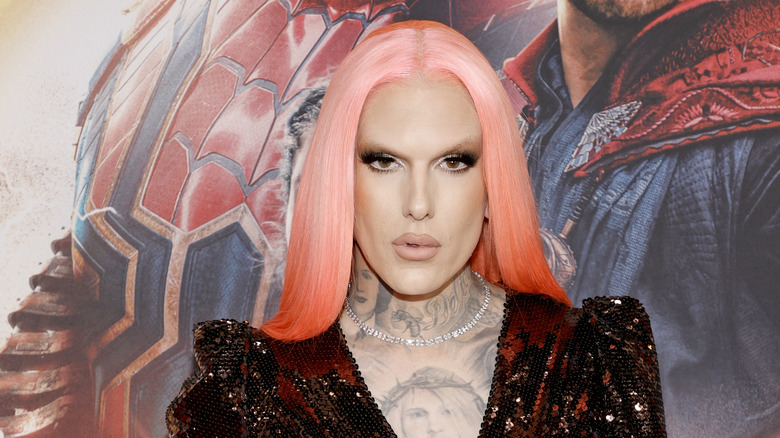 Jeffree Star, with pink hair, attends Sony Pictures' "Spider-Man: No Way Home" Los Angeles Premiere