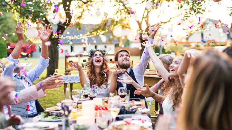 Fun wedding celebration outdoors