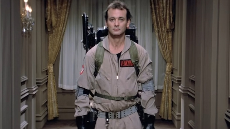 The Ghostbusters in full busting gear