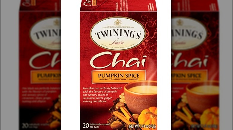 Red box of pumpkin spice chai tea