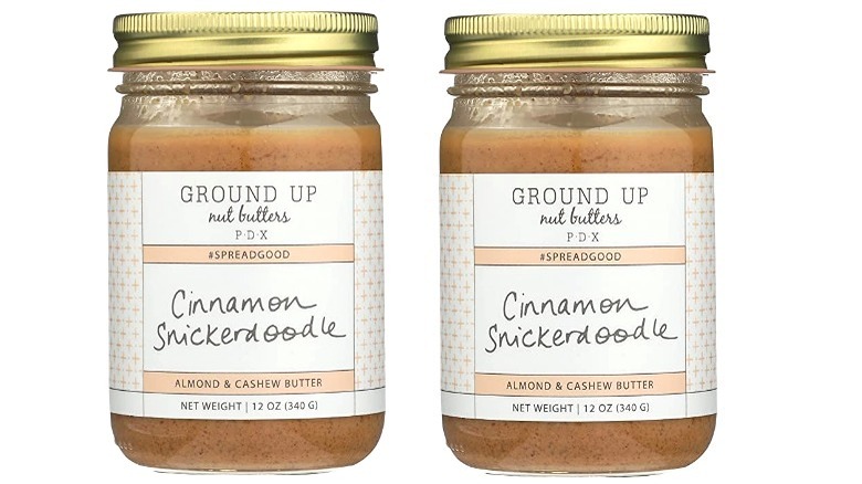 Jars of cinnamon snickerdoodle flavored nut butter