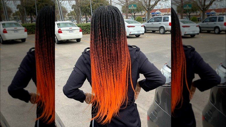 Black to orange ombre braids