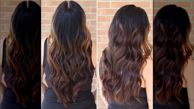 Rear view of balayage ombre