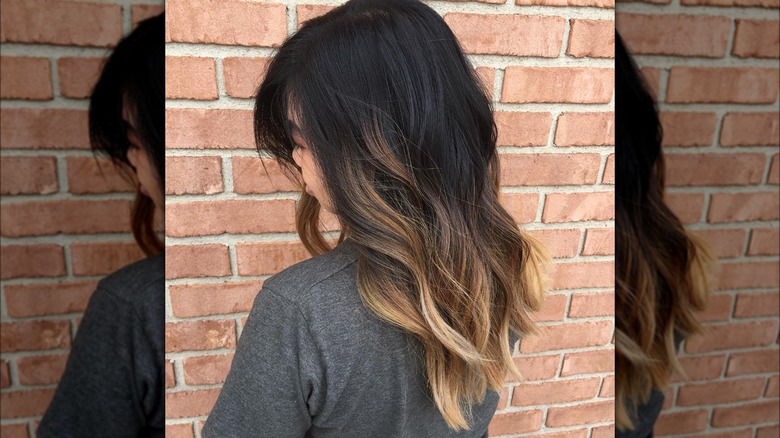 Side view of ombre hair