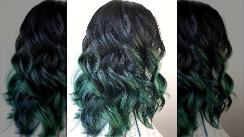 Black to green ombre hair