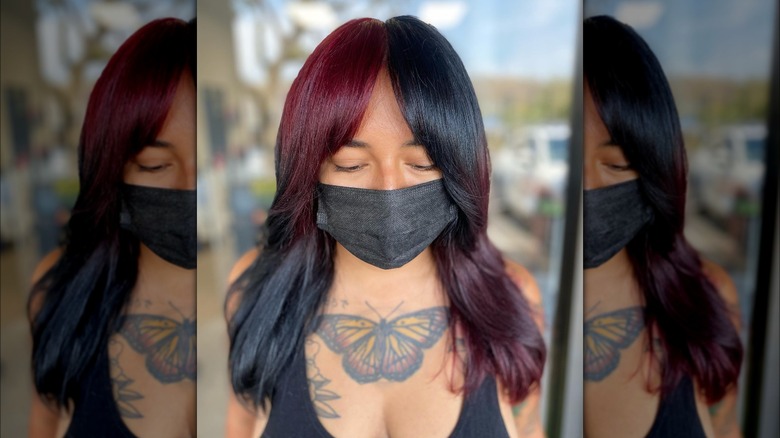 Red and black ombre hair