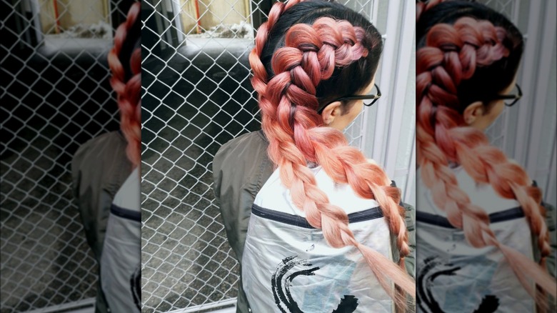 Braided pink ombre hair