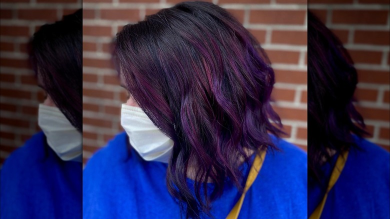 Purple ombre lob hairstyle