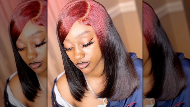 Red to black ombre hair