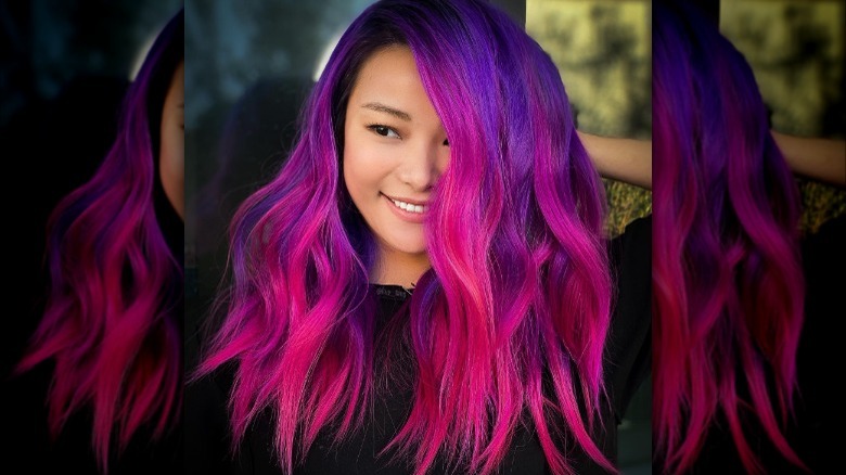 pink and purple striped hair