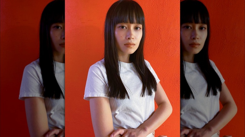 Instagram photo of long haircut with straight bangs from @keioooyyvovivavtb