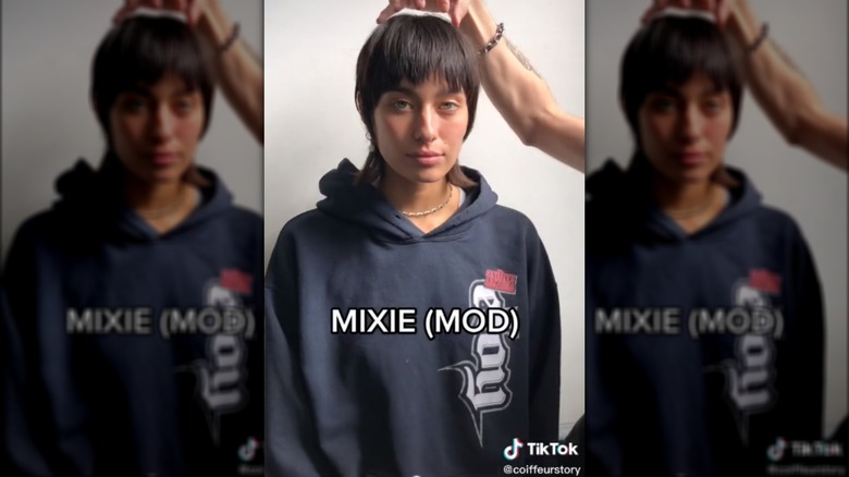 TikTok still of mixie haircut from @coiffeurstory