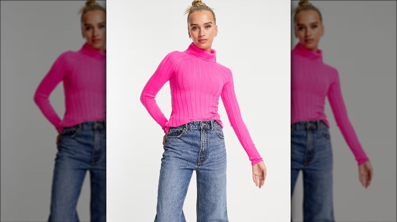 hot pink turtleneck