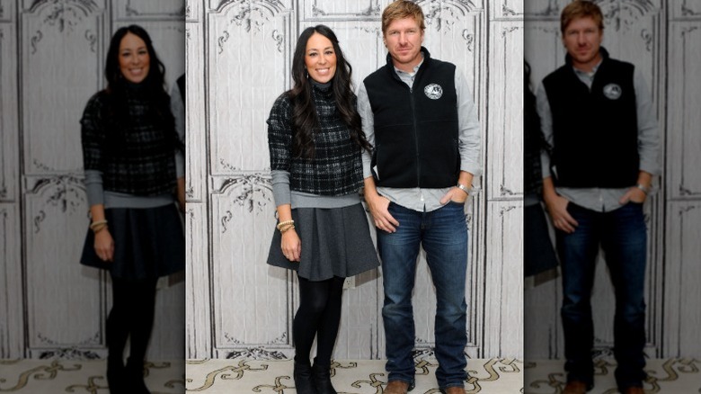 Joanna and Chip Gaines pose during a promo tour