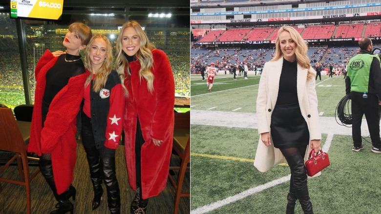 taylor swift and brittany mahomes posing at KC games