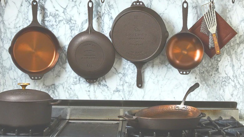 Cast iron cookware on stove