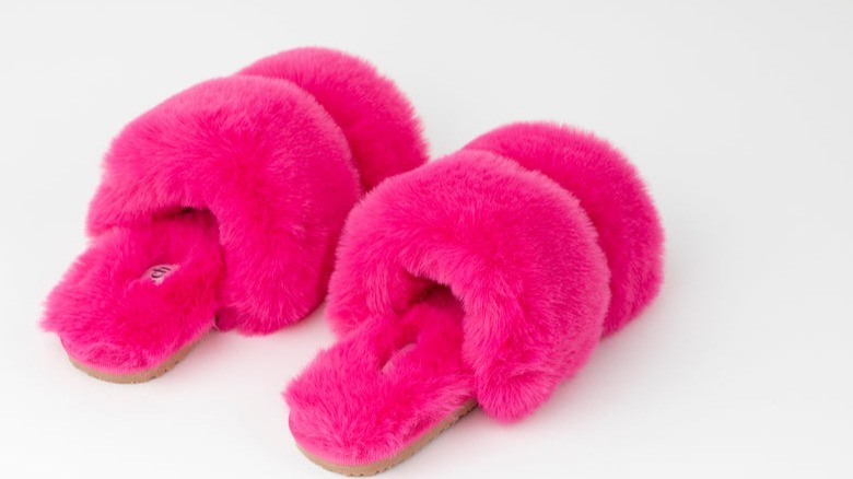 Fluffy pink slippers