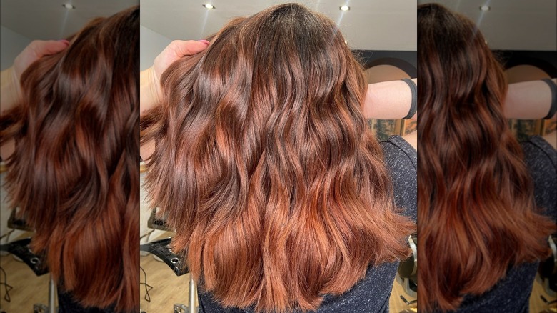 Strawberry brown hair with orangey ends