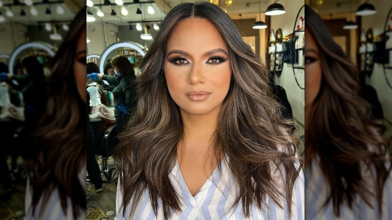 Woman with long brown hair