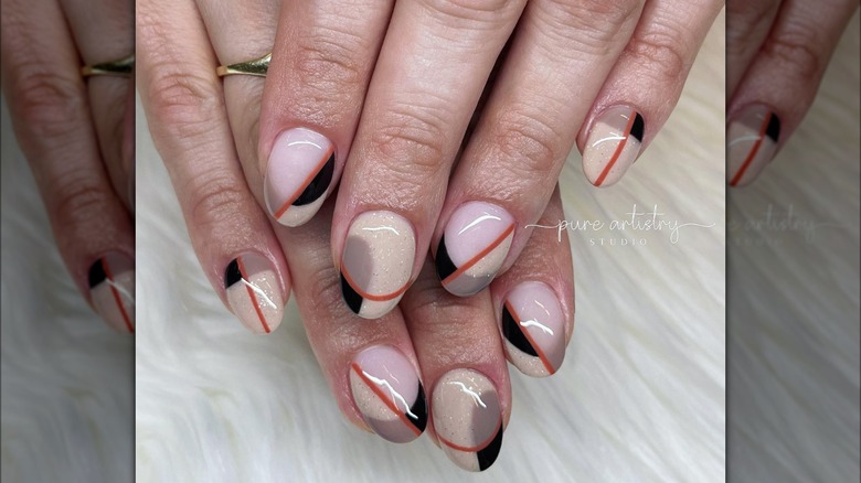 color-blocked neutral nail design