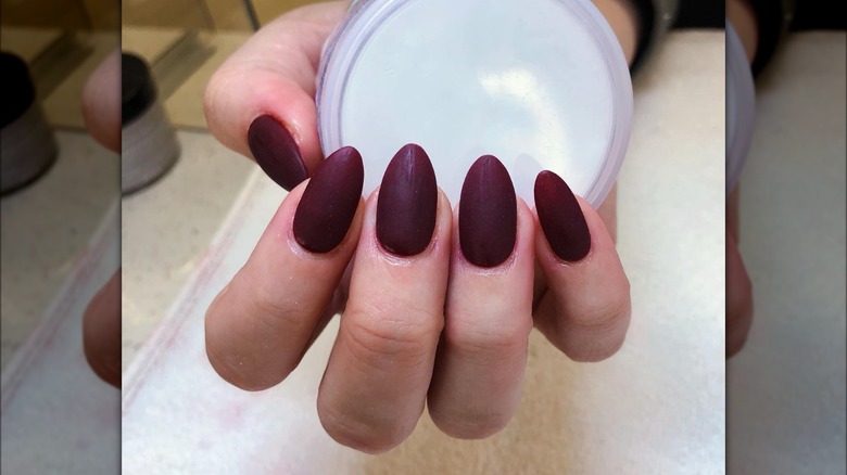 matte burgundy nail set