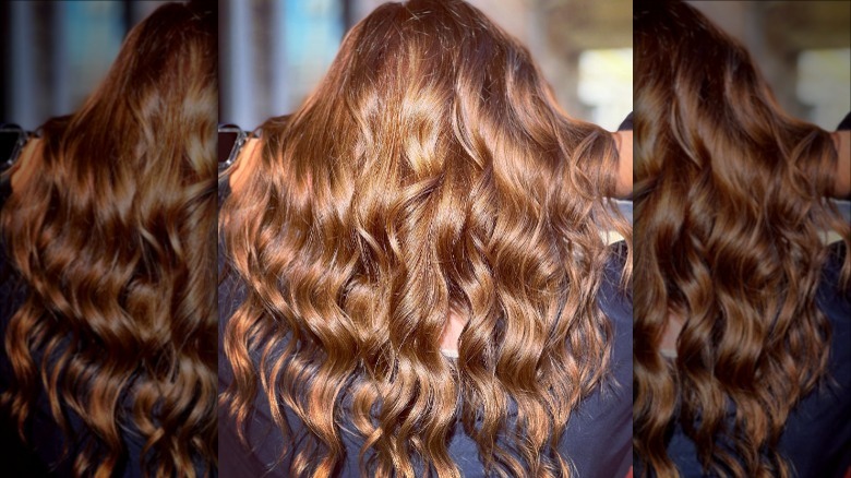 Warm bronze coppery curled hair