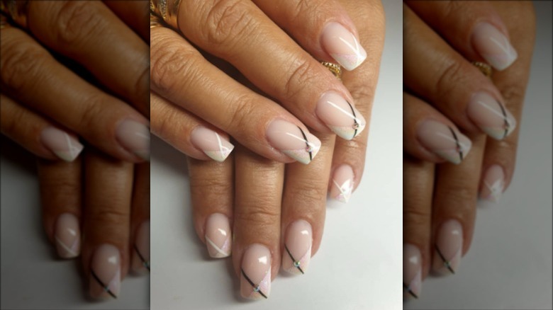 French manicure with glitter